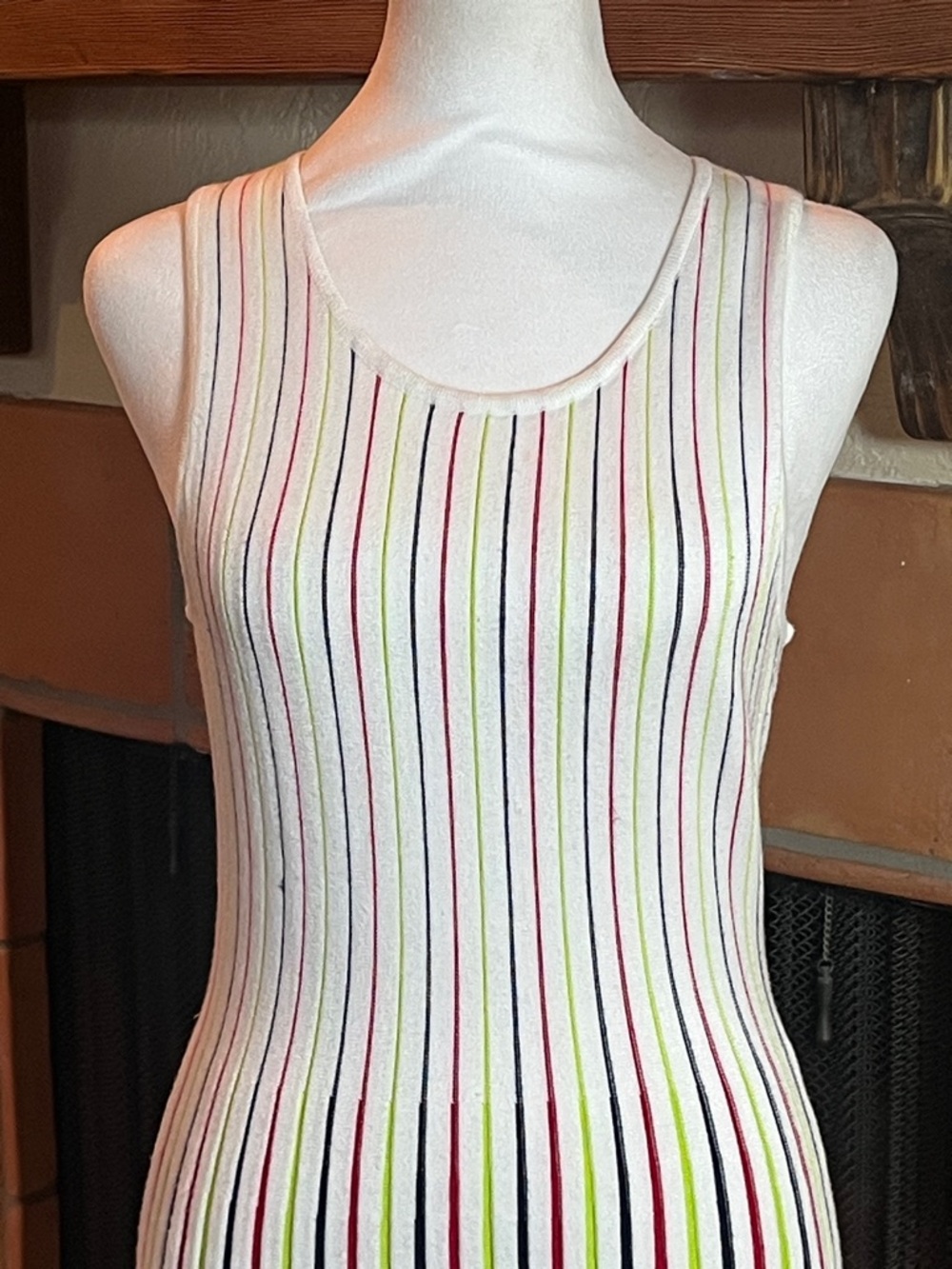 Milly White/Multicolor Godet Stripe Fit & Flare Dress, size S - Picture 2 of 9